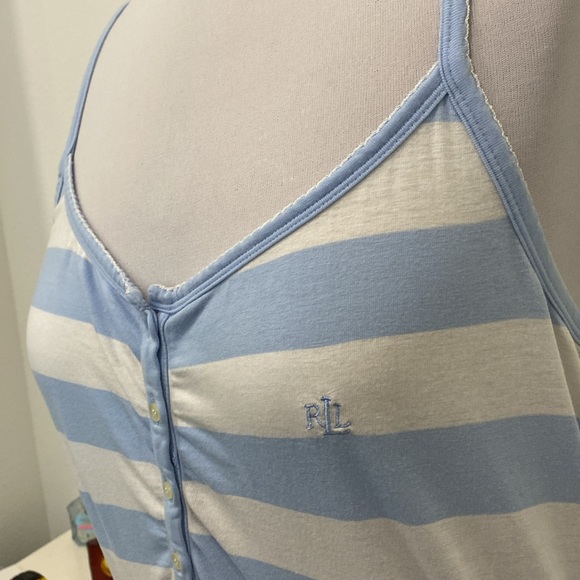 Lauren Ralph Lauren Striped Sleeveless Nightgown |Size Medium - Picture 4 of 6